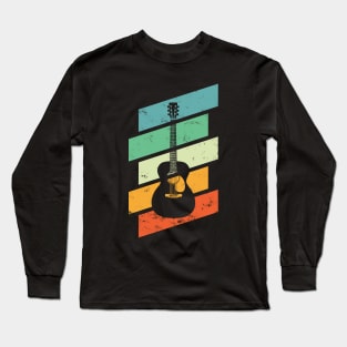 Vintage Style Concert Style Acoustic Guitar Retro Colors Long Sleeve T-Shirt